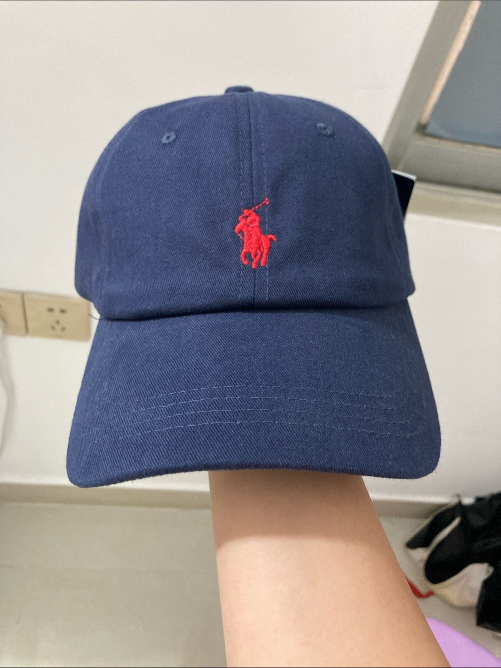 Ralph Lauren Navy Cap with Red Polo Emblem